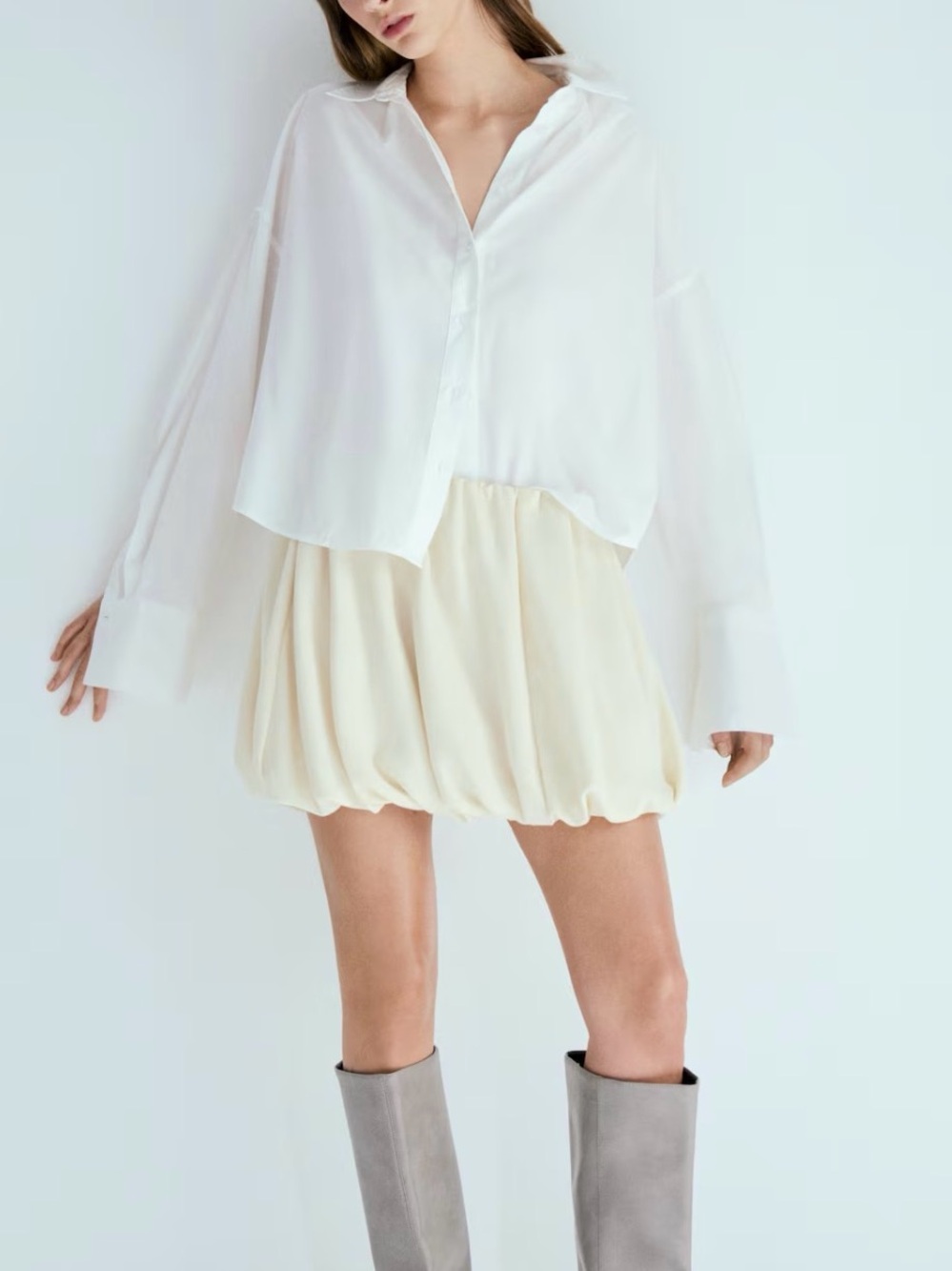 H&M Cream Bubble Mini Skirt